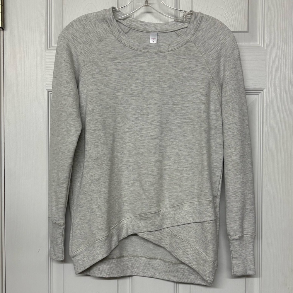 Absolutely Fit Soft Fleece Lined Cross Over Front Sweatshirt Gray Sz S